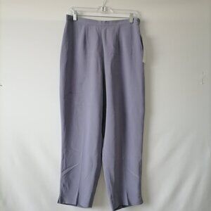 Josephine Chaus Women True Lilac High Rise Flat Front 100% Silk Dress Pant Sz 12